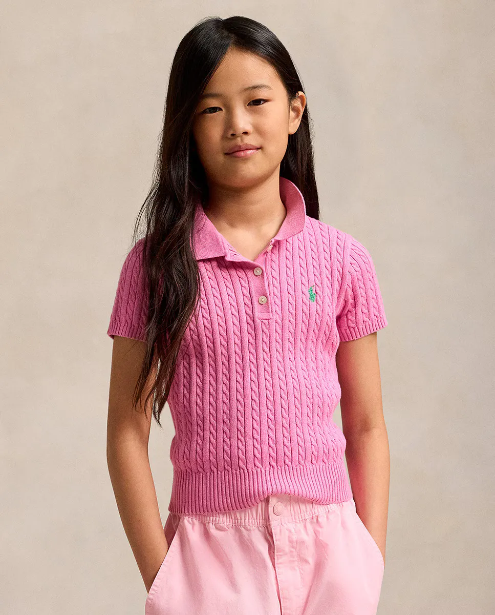 

Вязаный свитер для девочек с короткими рукавами Polo Ralph Lauren, цвет Rosa