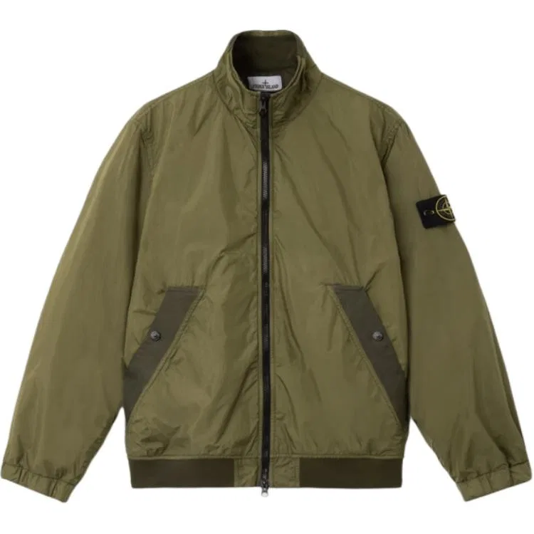 Куртка-бомбер с логотипом на молнии STONE ISLAND, Army Green