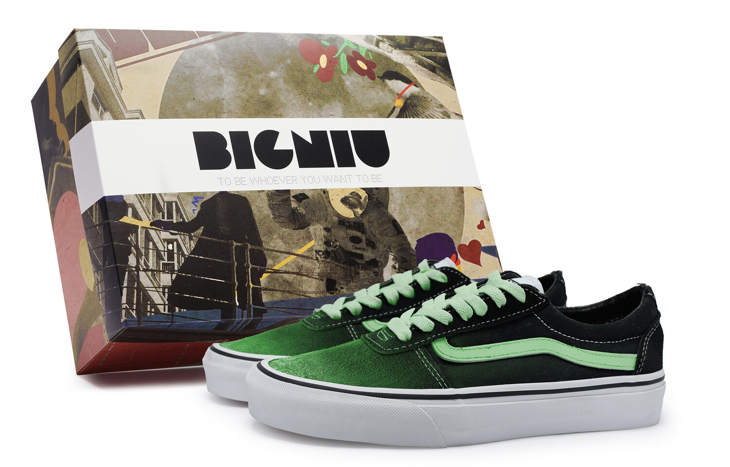 

Кроссовки Vans Ward Skateboarding Shoes Women's Low-top Green, черный/зеленый