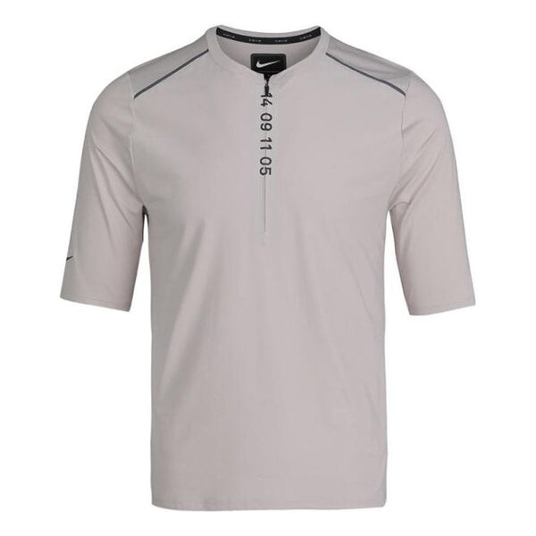 

Футболка Nike Numeric Printing Half Zipper Breathable Running Short Sleeve Khaki, мультиколор