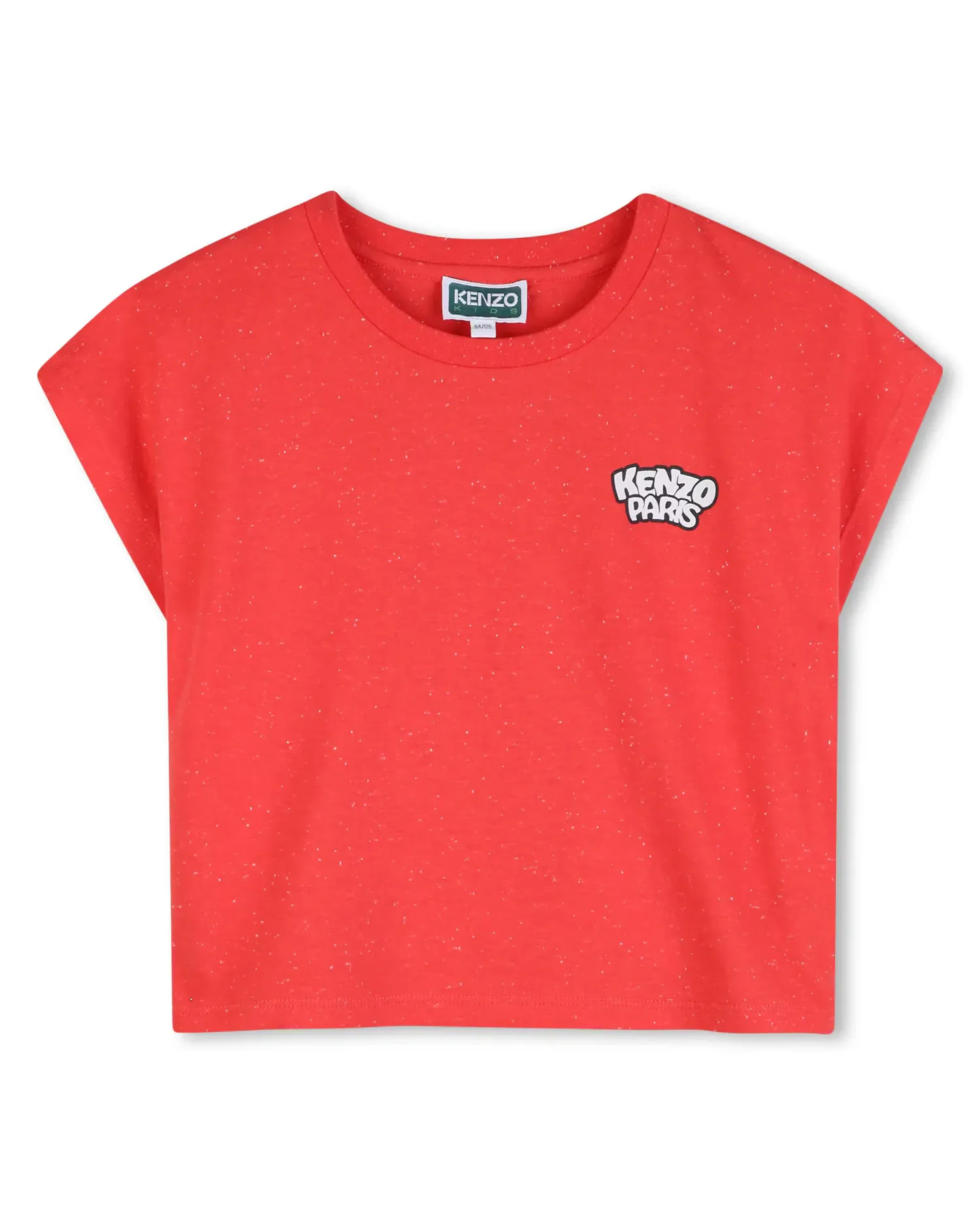 Короткая футболка для девочки из хлопка с анималистическим принтом Kenzo Kids, красный