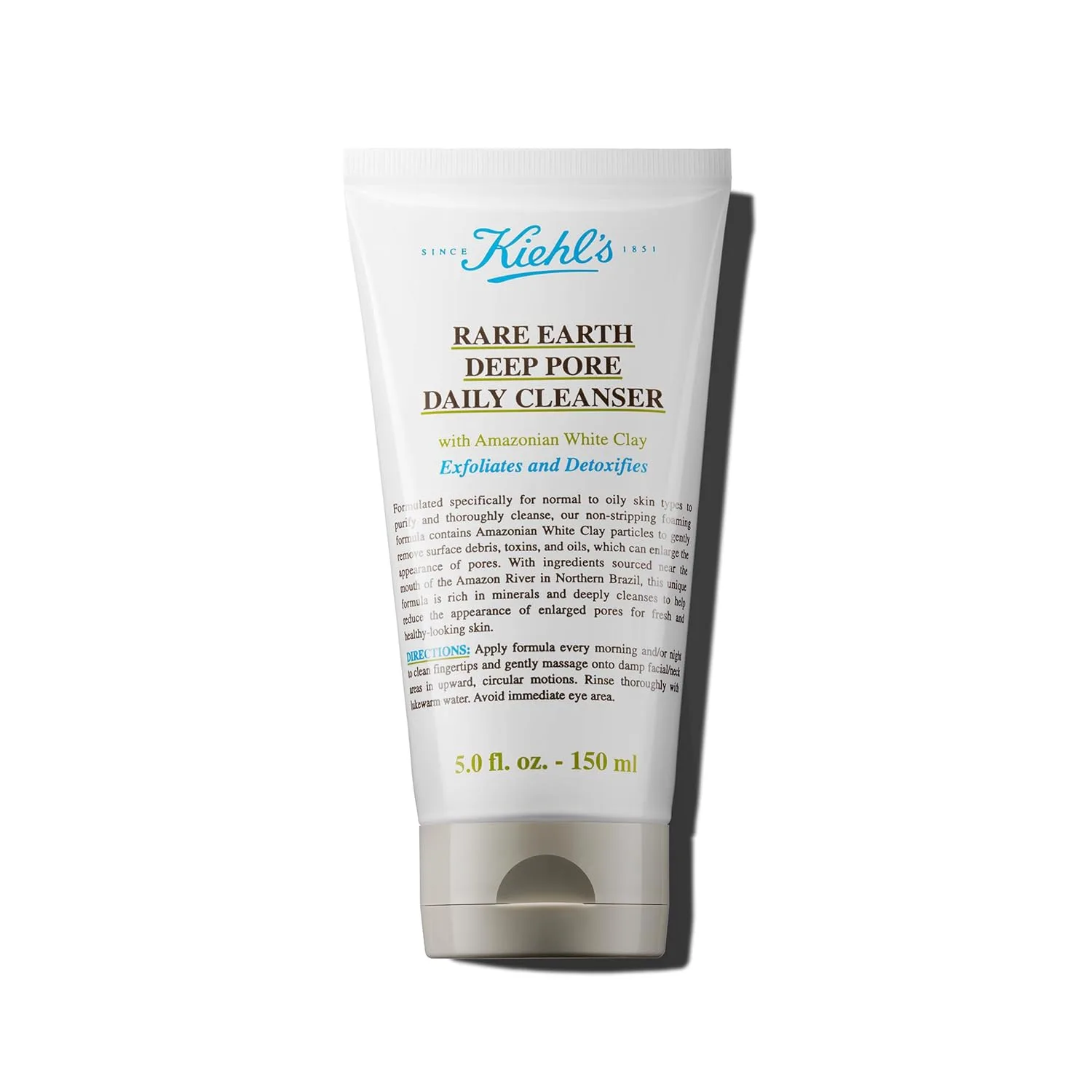 Пилинг Kiehl's — Rare Earth Deep Pore Daily Cleanser, нежное отшелушивающее средство для умывания жирной, 150 мл