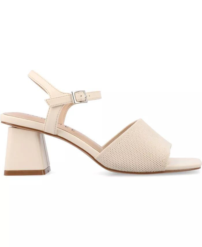 Женские босоножки Evylinn Knit Block Heel Dress Sandals Journee Collection, коричневый/бежевый — фото 2