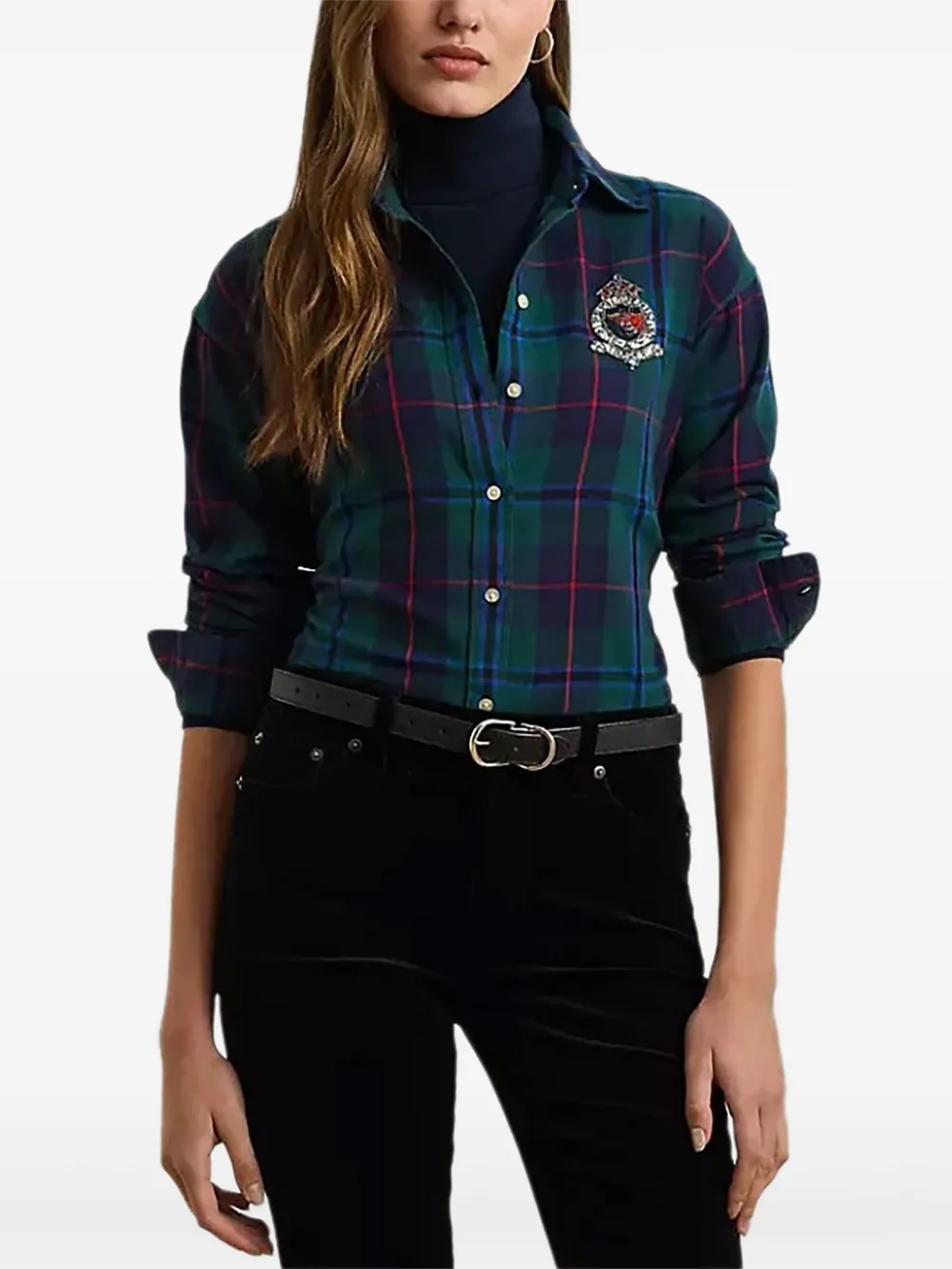 

Рубашка с клетчатым принтом Lauren Ralph Lauren, синий