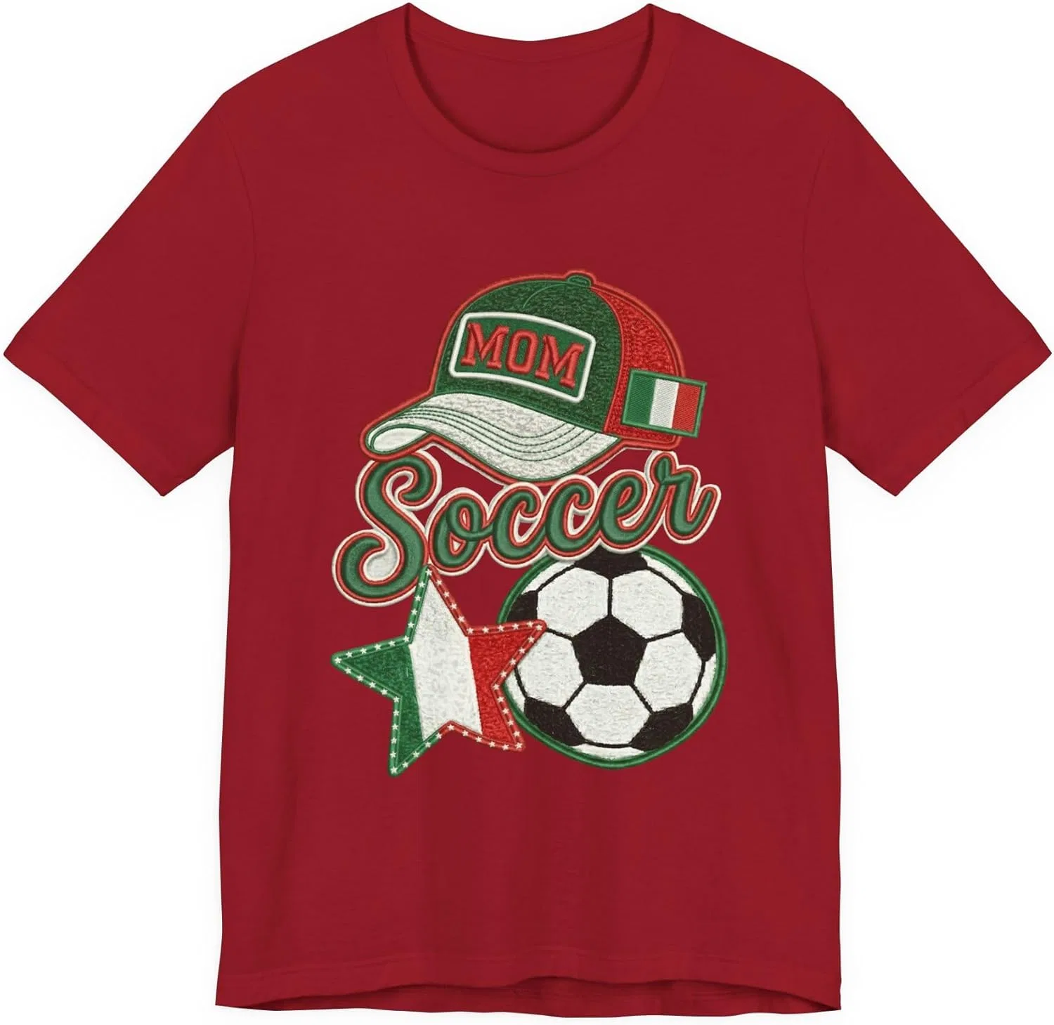 Футболка с принтом Mom Soccer Cap and Ball, футбольный фанат, Canvas Red