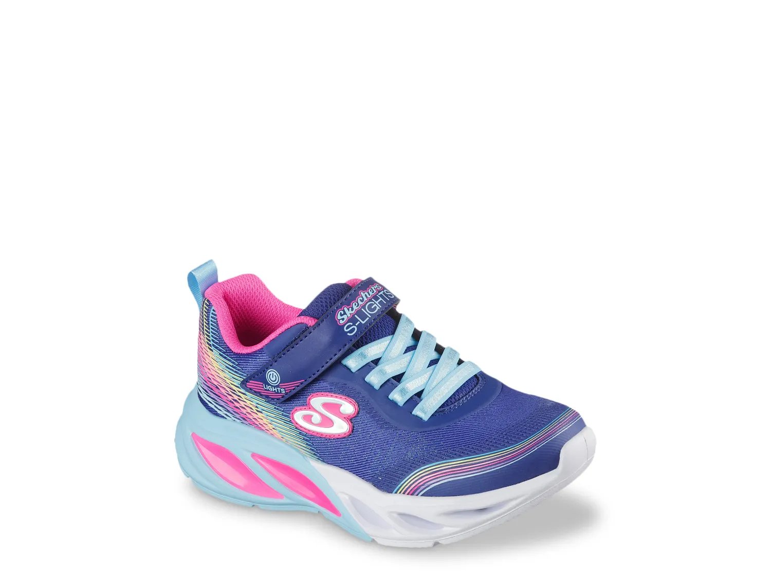 

Кроссовки Skechers S-Lights Cosmic Glow Rainbow Beam Light-Up Sneaker - Kids', темно-синий