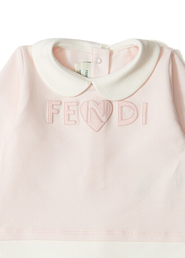 Комплект из 3 детских комбинезонов с логотипом Fendi, розовый — фото 3