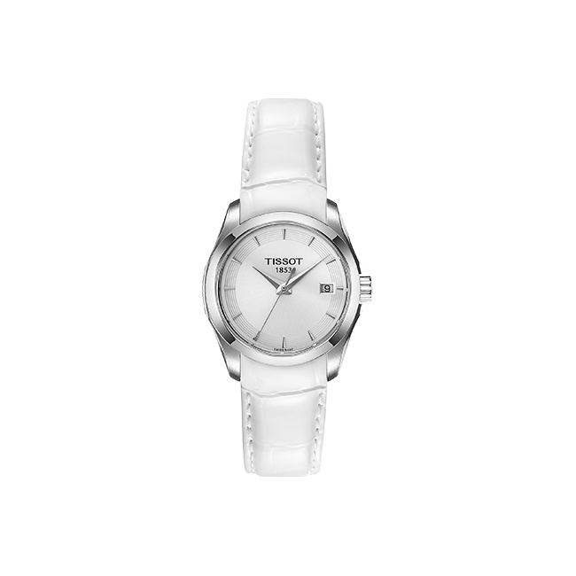 

TISSOT Часы Kutu Collection Quartz Movement Women's Watch Watch 32mm White Dial Stainless Steel Case Leather Strap, White Dial