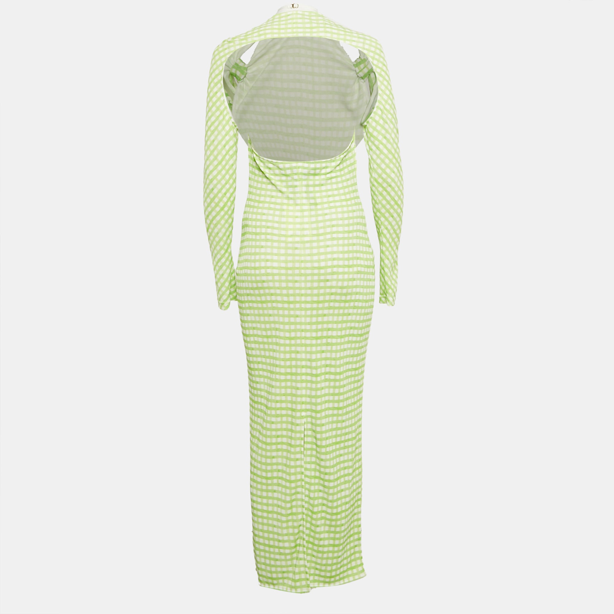 Платье-миди Jacquemus La Robe Nodi в зеленую клетку из трикотажа — фото 2