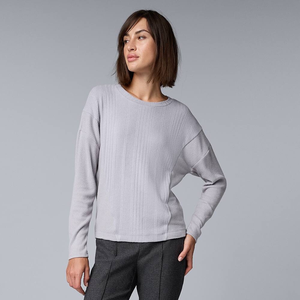 

Женский трикотажный топ в рубчик "летучая мышь" Simply Vera Vera Wang, цвет Sleet