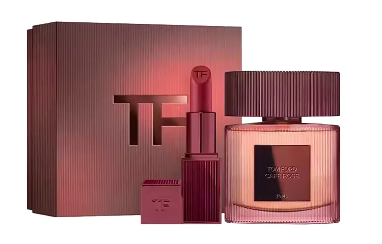 TOM FORD Подарочный набор TF Coffee Rose Lip Scent Limited Edition, парфюм 30 мл и помада для естественного сияния кожи, Coffee Rose 30ml+Coffee Rose Limited #100-Flap Box — фото 2