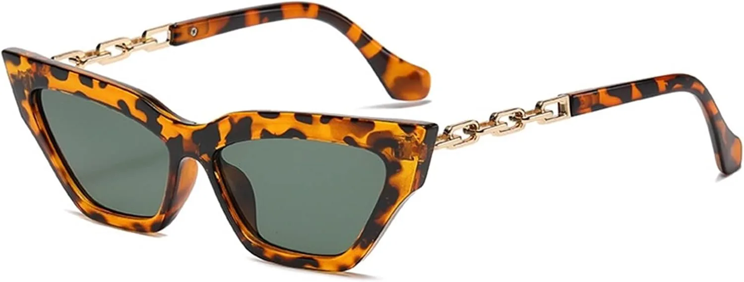 

Солнцезащитные очки с металлической цепочкой, модель 2026, для мужчин и женщин, маленькая оправа, «кошачий глаз» (цвет: B, размер: средний) MTZJH, One Color