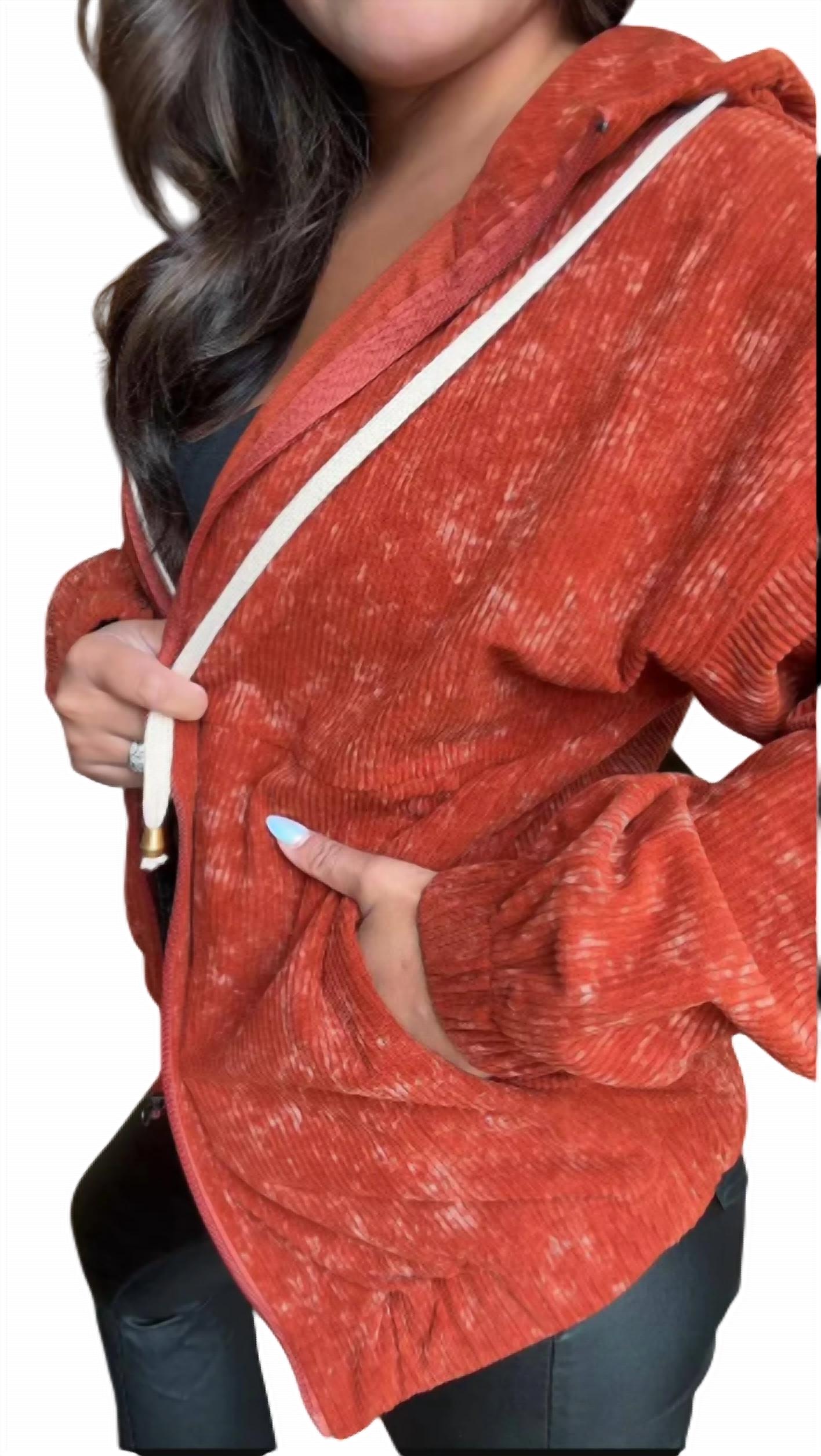 

Куртка-худи Charlotte Corduroy Acid Wash Hoodie Jacket в цвете «ржавчина» JadyK, rust