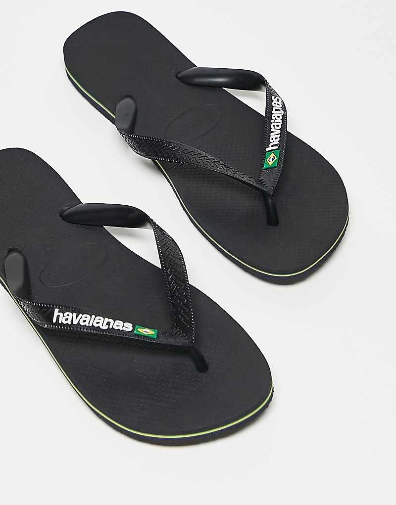 

Черные шлепанцы унисекс Brasil Logo Havaianas