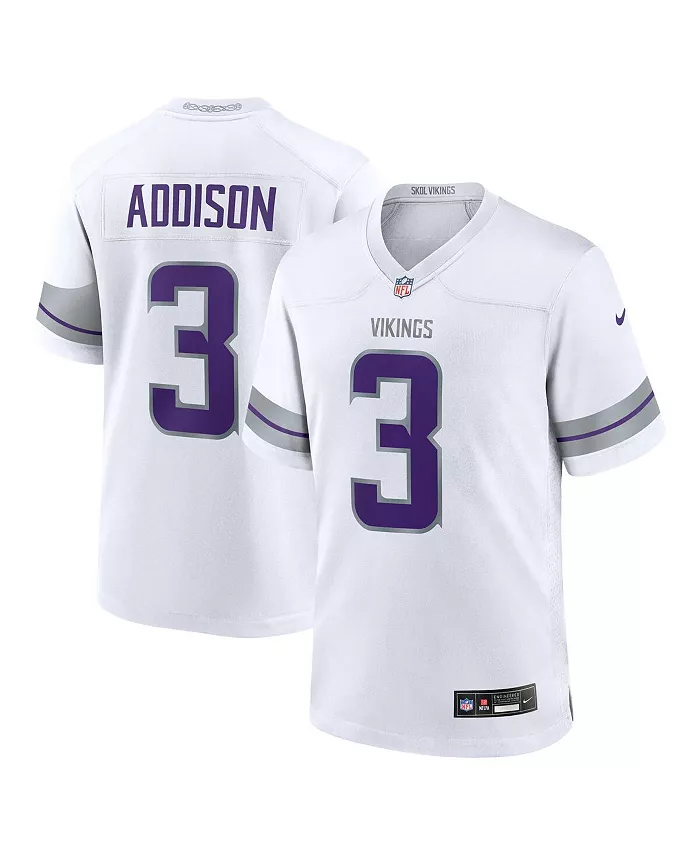 

Футболка игровая Nike для мужчин Jordan Addison белая альтернативная Minnesota Vikings Fanatics
