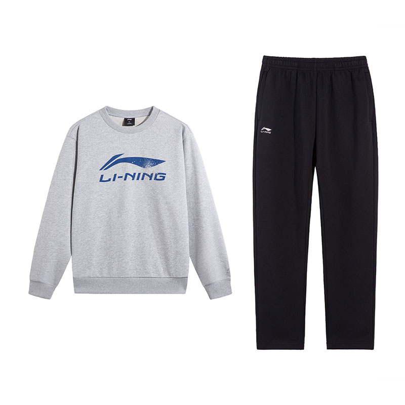 

Комплект из двух предметов: толстовка и свитшот Li Ning для мужчин., heather серый top+черный pants