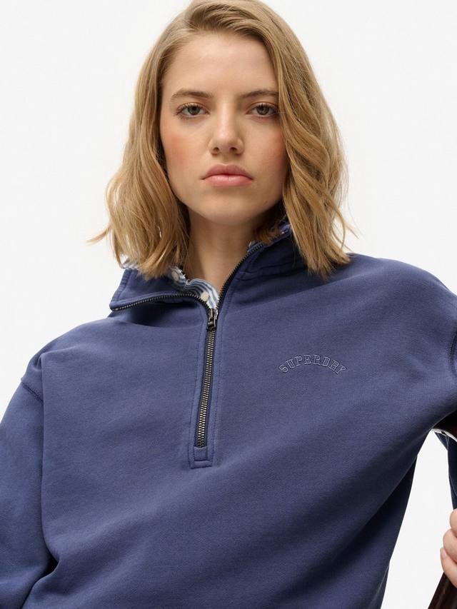 Свитер Essential Logo с краповой окраской и молнией на половину Superdry, Mariner Navy — фото 4