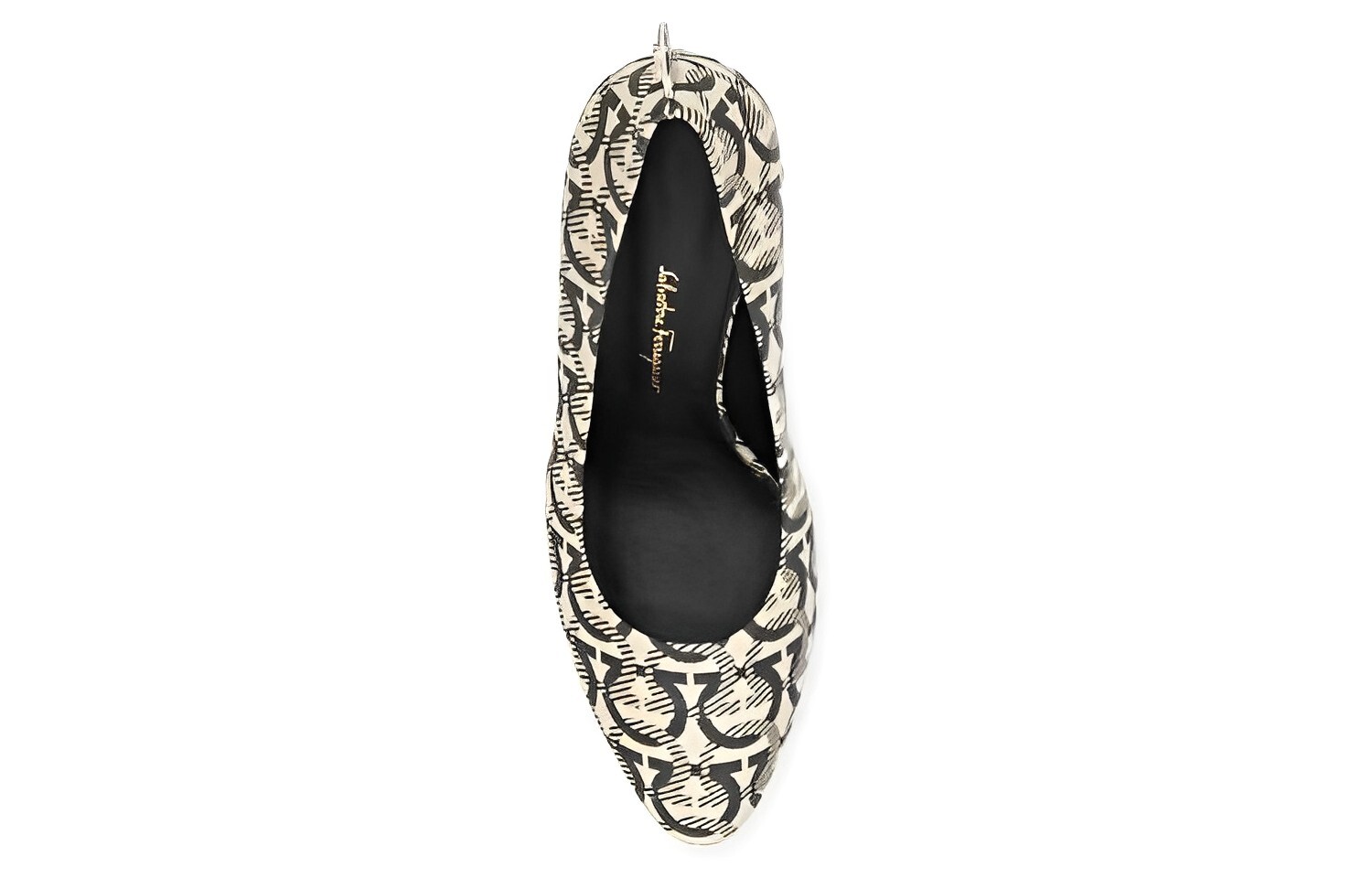 Туфли женские Ferragamo на высоком каблуке, бежевый / черный — фото 4