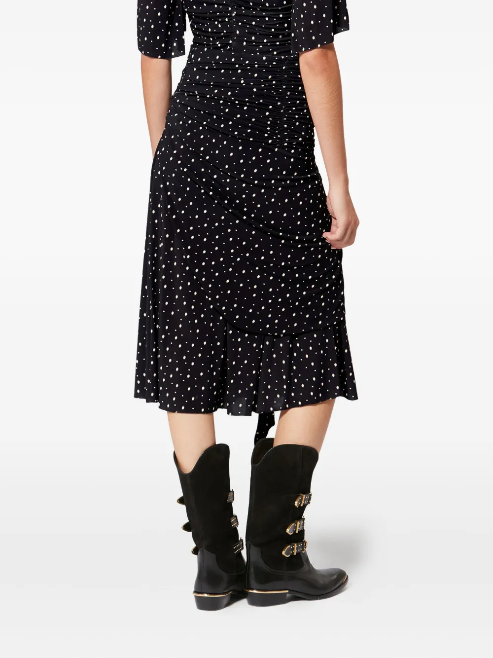 Юбка Gyelle в горошек с собранной талией Isabel Marant, черный — фото 4