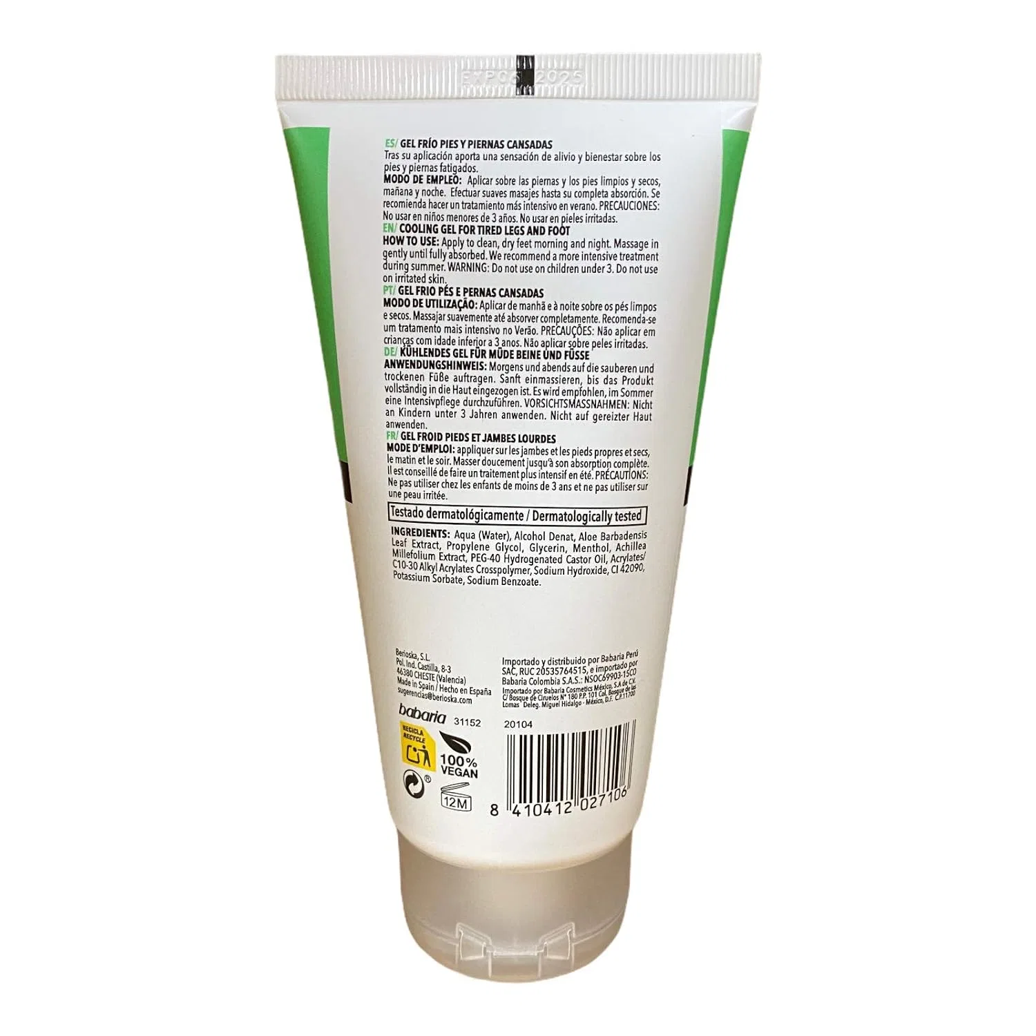 Охлаждающий гель для ног «Aloe Vera» 150 мл от Babaria Babaria — фото 3
