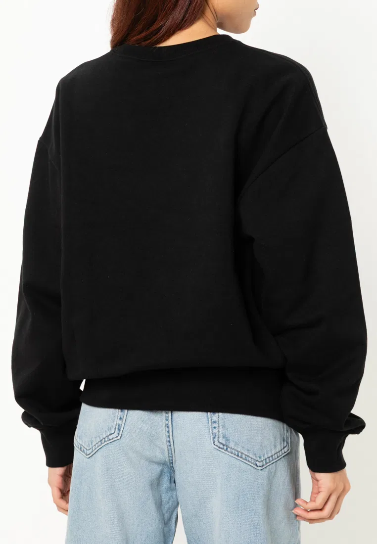 Свитшот укороченный с монограммой, Calvin Klein Jeans, черный — фото 2