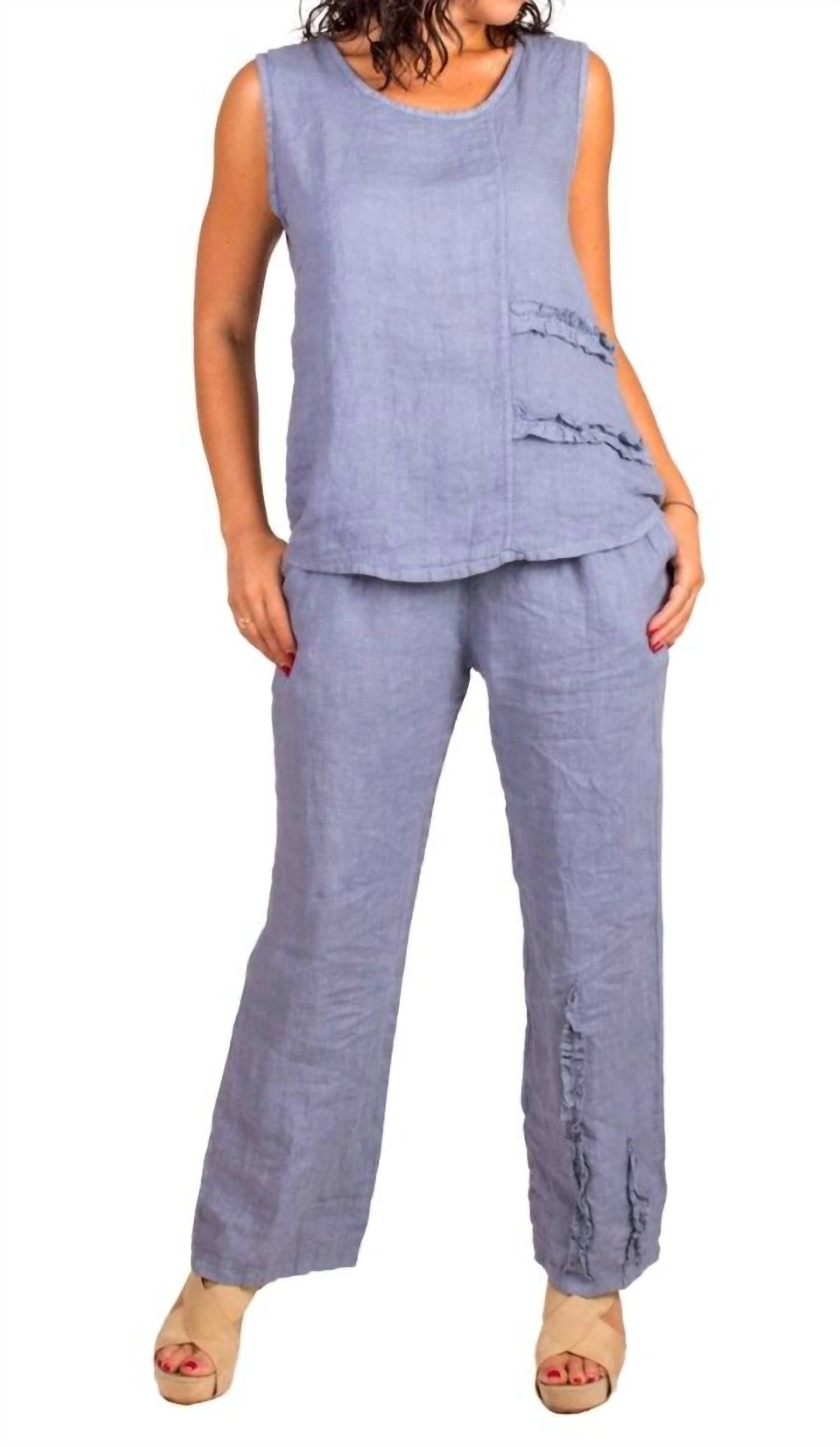 

Льняной топ без рукавов Palermo синего цвета Gigi Moda, синий