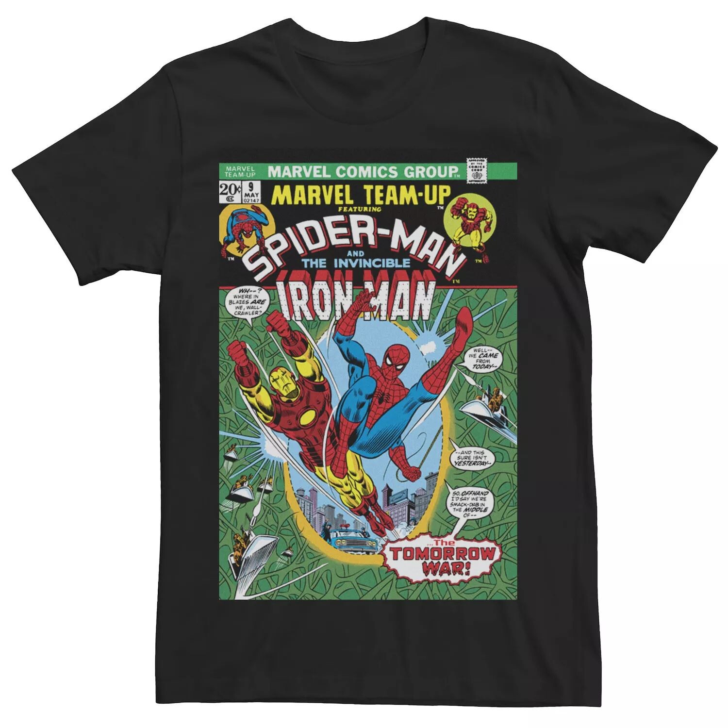 

Мужская футболка Team-Up Iron Man & Spider-Man The Tomorrow War Cover Marvel