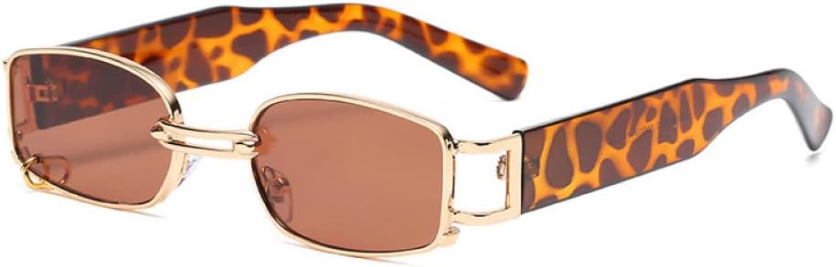 

Маленькие прямоугольные панк-солнцезащитные очки для женщин, винтажное металлическое кольцо-украшение, мужские солнцезащитные очки с защитой от УФ-излучения UV400 generic, 4