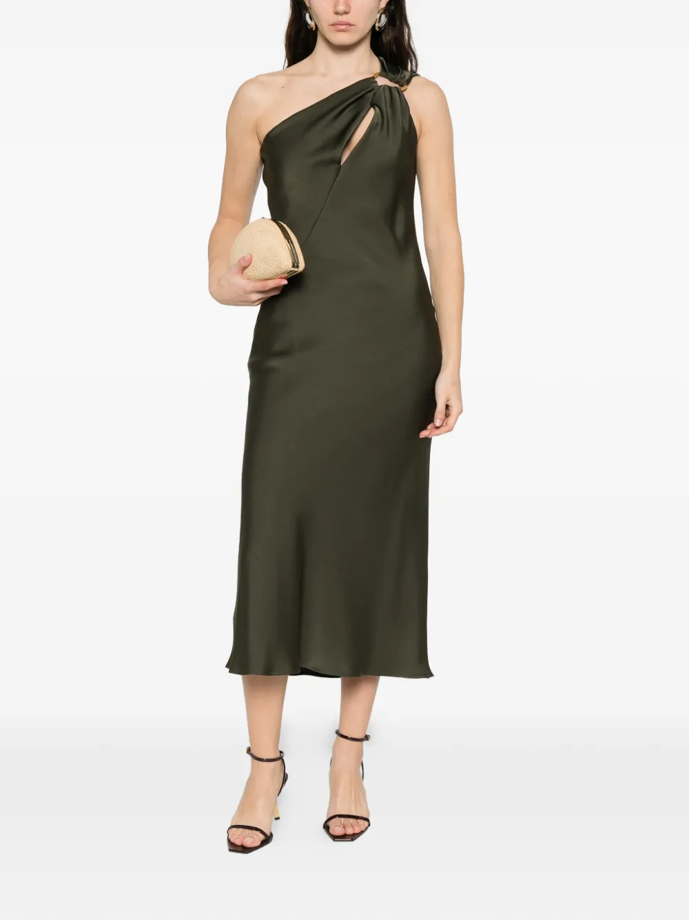 Макси-платье на одно плечо с кольцом MAX MARA, зеленый — фото 2