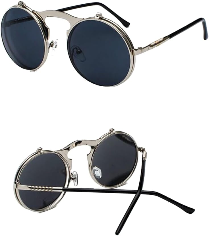 

Женские металлические солнцезащитные очки в стиле стимпанк 2027 года, модные круглые очки в винтажном стиле, женские очки с защитой от УФ-излучения UV400 MTZJH, Silver Gray