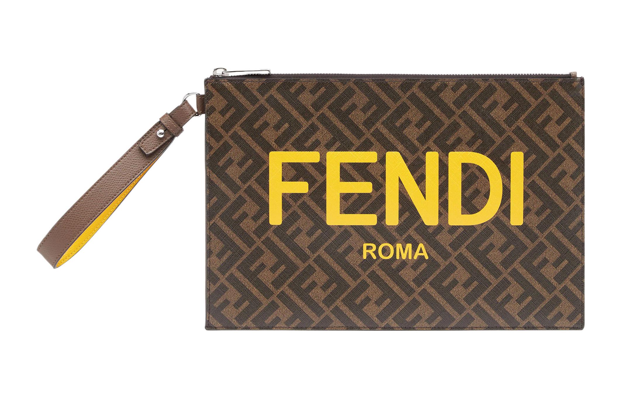 

FENDI Большой клатч из коровьей кожи для мужчин, коричневый