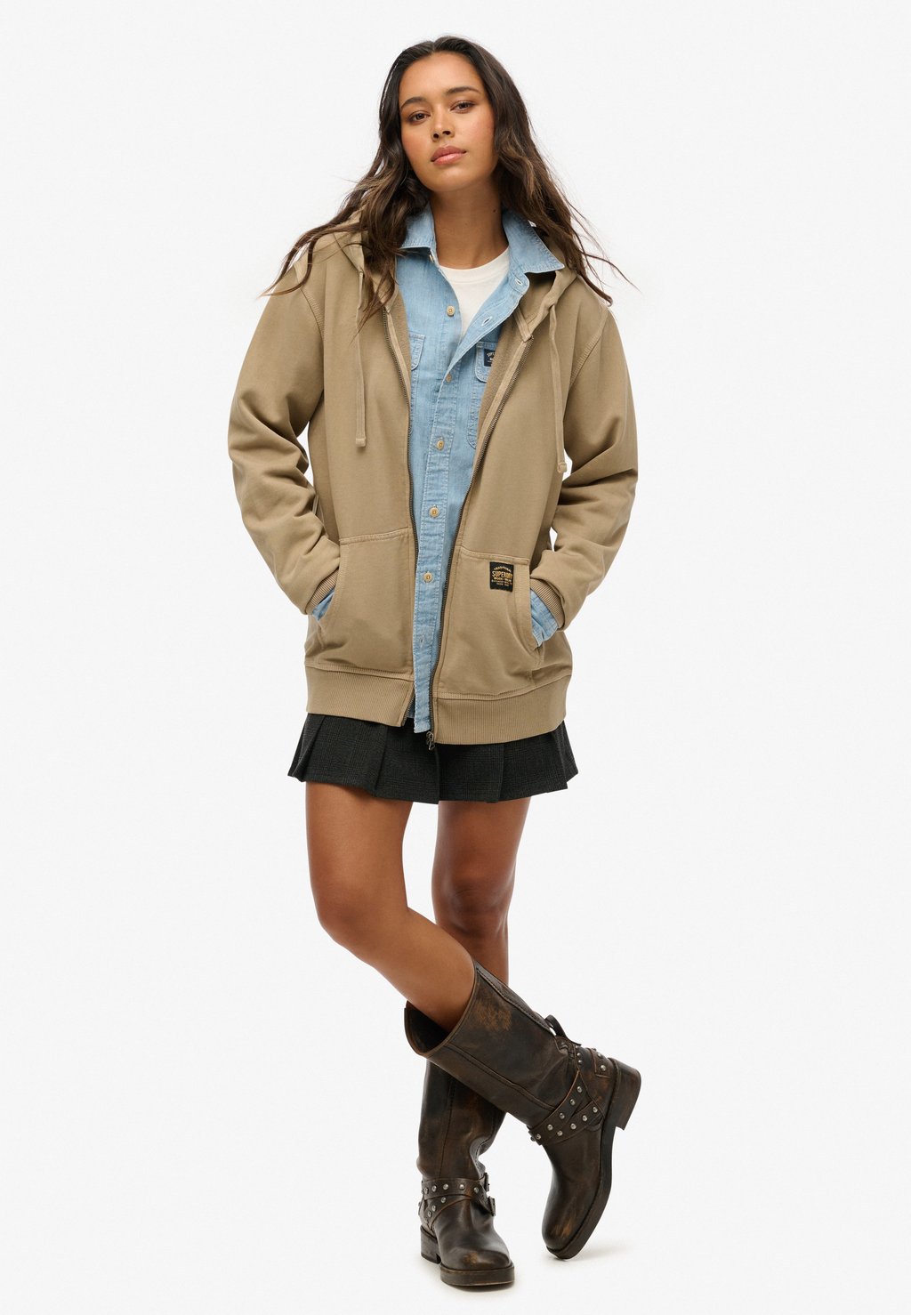

Толстовка на молнии CONTRAST STITCH Superdry, коричневый