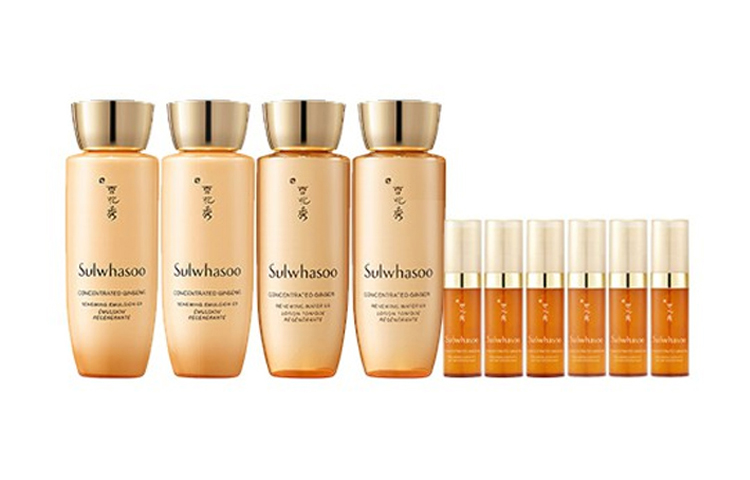 

Набор для ухода за кожей xuehuaxiu royal time firming ginseng nourishing essence lotion восстанавливающий увлажняющий подтягивающий набор из 10 штук Sulwhasoo, Imperial Firming Ginseng Serum Set