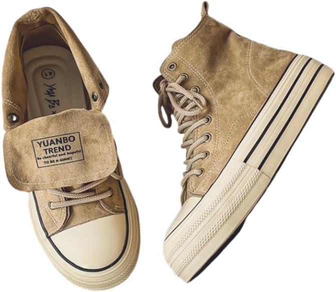 

Мужские модные высокие кеды на толстой подошве из хлопчатобумажного материала. Удобные, дышащие, противоскользящие и долговечные. Подходят для активного отдыха и повседневного использования Fmshi, хаки