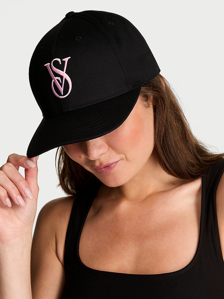 

Бейсболка с плоскими полями и монограммой логотипа Victoria'S Secret, черный