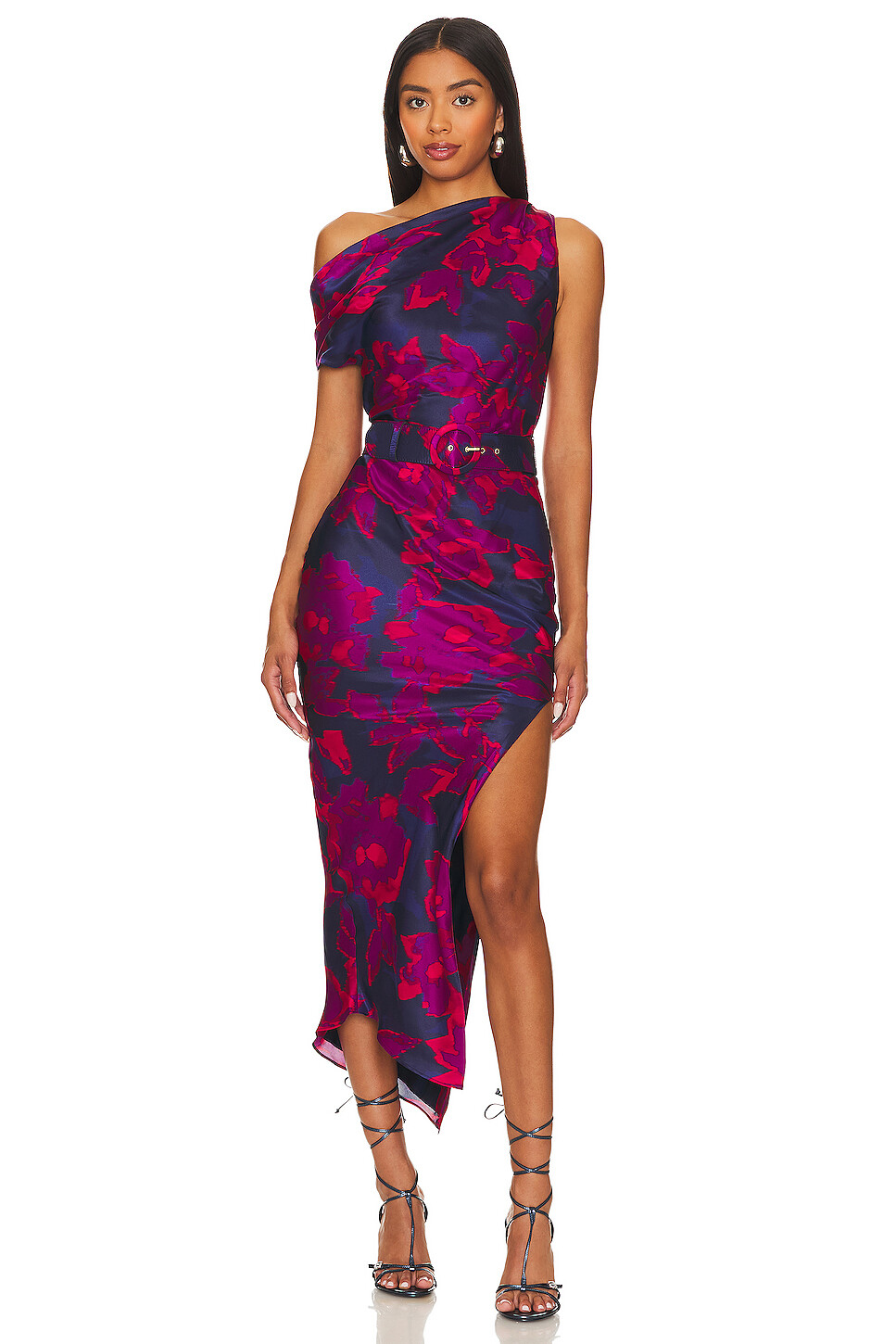 

Платье миди NICHOLAS Calantha Off Shoulder, цвет Magenta Blurred Floral Print