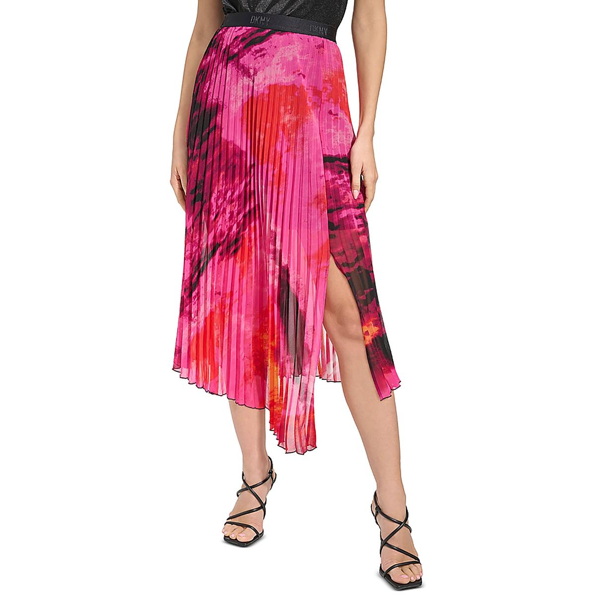 

Женская юбка миди макси с принтом DKNY, цвет shocking pink multi