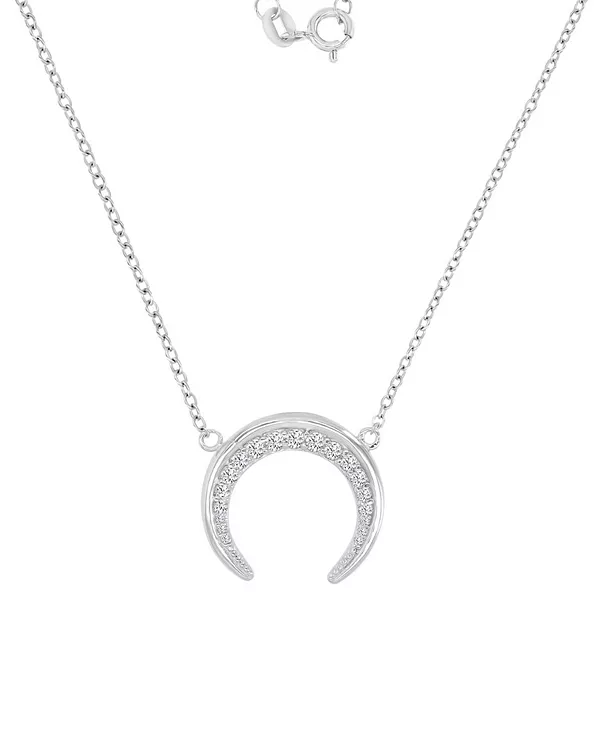 

Ожерелье с подвеской в виде полумесяца из кубического циркония, стерлинговое серебро, 16 дюймов + удлинитель 2 дюйма Macy'S, rhodium