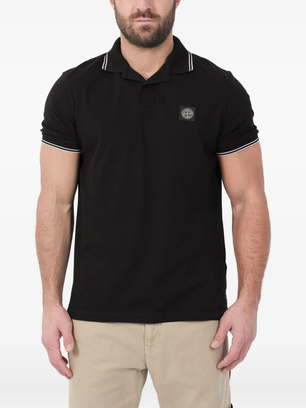 

Поло с нашивкой-логотипом Stone Island, черный