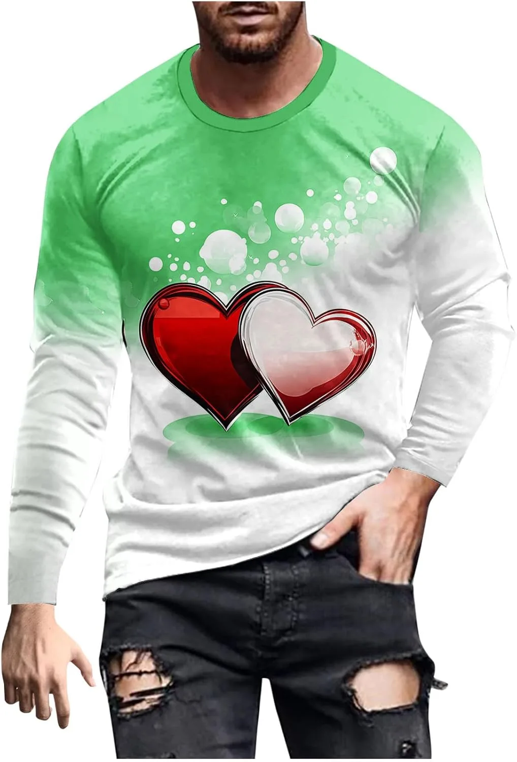 

Мужская футболка с длинным рукавом и принтом в виде сердца Zeiyignr