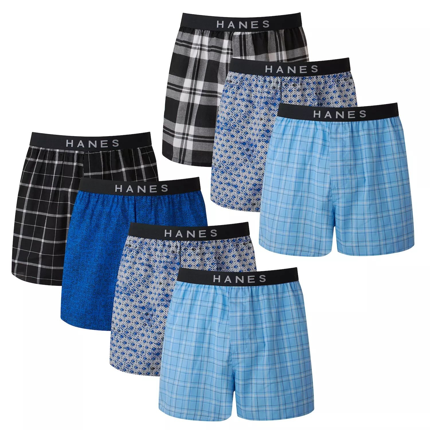 

Набор из 5 мужских боксеров Hanes Classics + 2 бонусных полноразмерных тканых боксера в клетку
