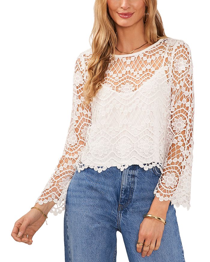 

Вязаный топ с расклешенными рукавами VINCE CAMUTO, белый