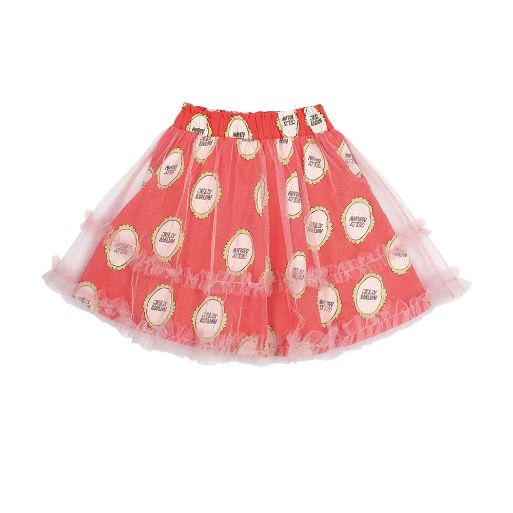 Детская многослойная юбка-пачка Plate оранжево-красного цвета от Jelly Mallow — фото 2