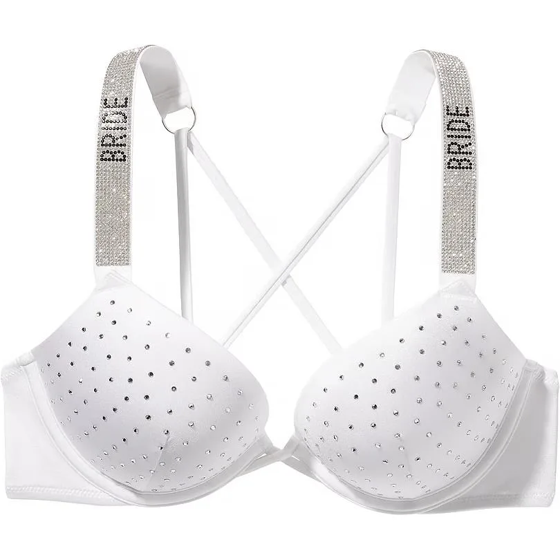 Victoria's Secret Shine Strap Bombshell Push Up топ для бикини/белый