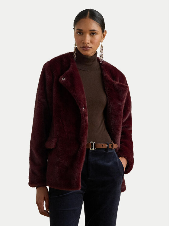

Меховое пальто regular fit 297P04117001 Lauren Ralph Lauren, красный