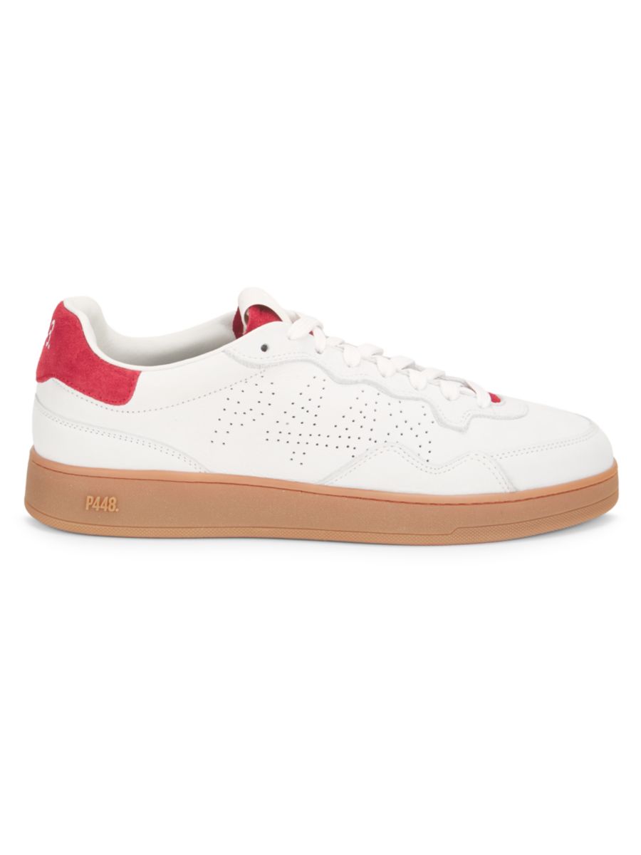 

Кроссовки из перфорированной кожи с логотипом P448, цвет Red Multicolor