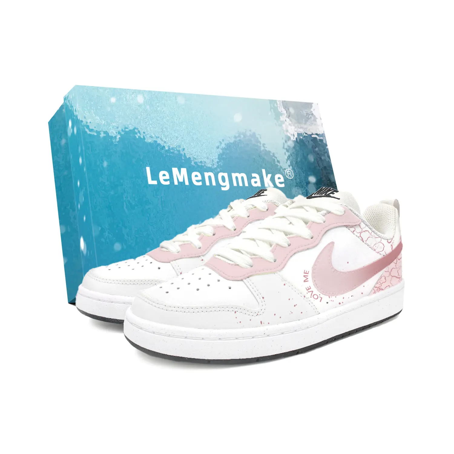 

Nike Кроссовки для скейтбординга Court Borough Lemon Joy Breathable Low top для детей бело-розовые