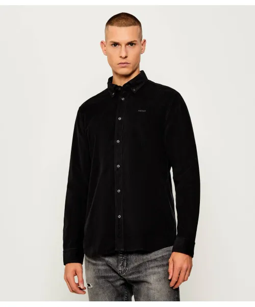 

Вельветовая рубашка Эпазо Straight fit Hugo, черный