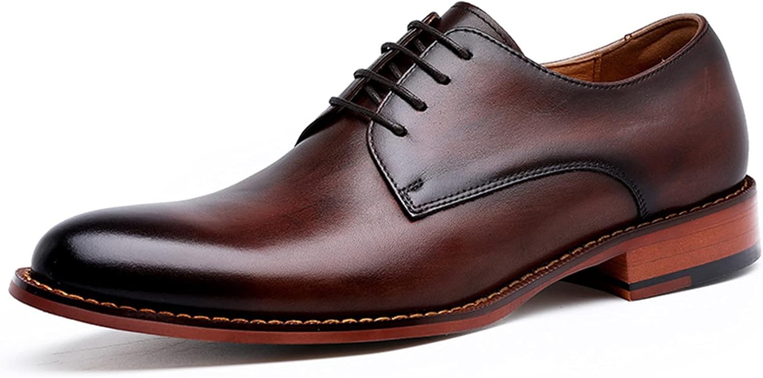 

Мужские деловые оксфорды WKNBEU Derby, броги из кожи, модель для мужчин, шнуровка, монашеский стиль, свадебные коричневые туфли - US8.5-9 / UK7.5-8 / EU41