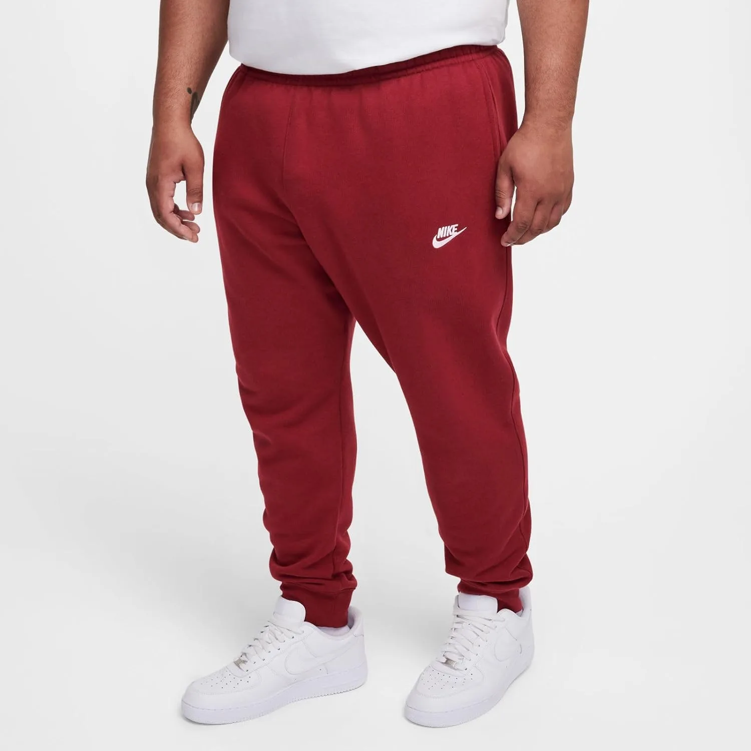 Мужские спортивные брюки Nike Sportswear Club из флиса с зауженными штанинами, красно-белый — фото 3